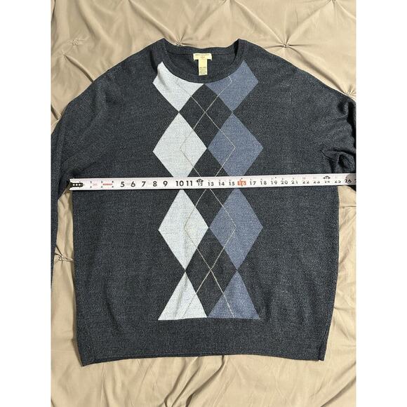 DOCKERS’ Mens Size XXL Blue Argyle Diamond Print Knit Sweater Crew Neck Pullover - Picture 5 of 8